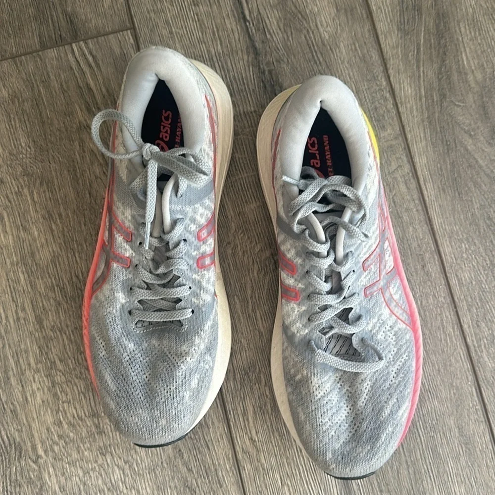 ASICS shoes, size 10 1/2 gray pink yellow Gel-Kayano Lite